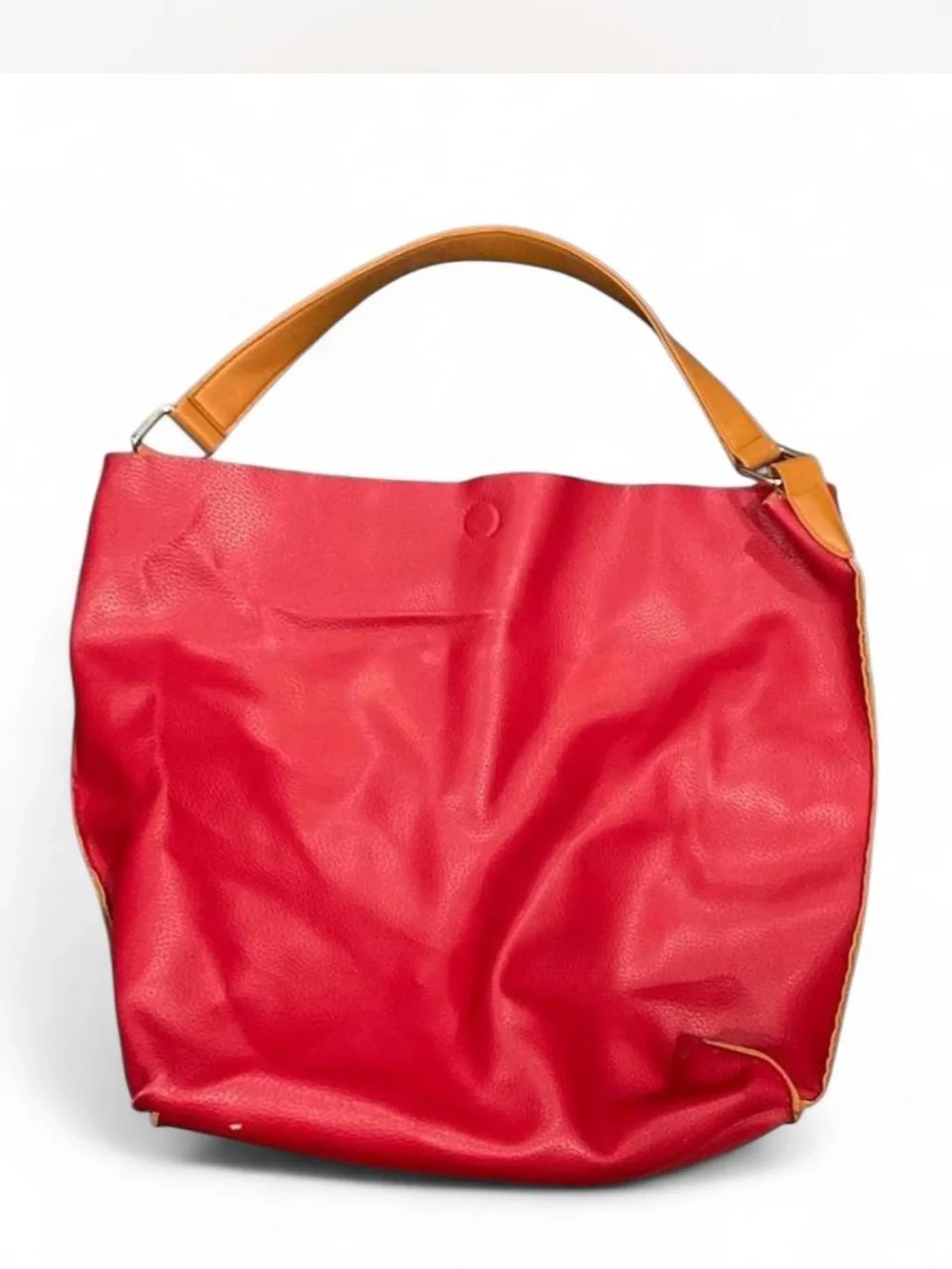 Barneys New York Red Leather Hobo with Tan Strap